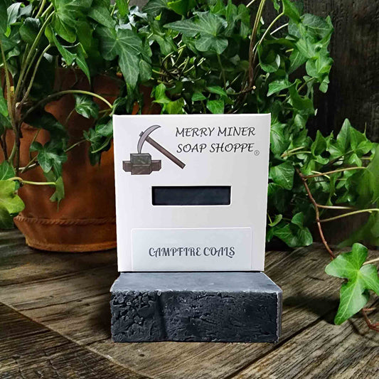 all natural bar soap scented as campfire coals