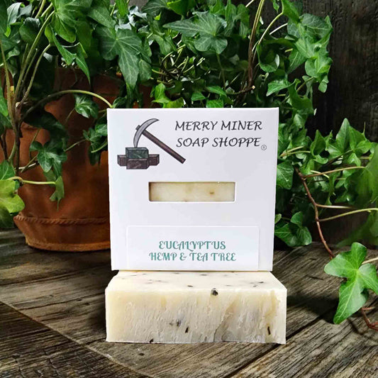 all natural bar soap scented as eucalyptus hemp & tea tree