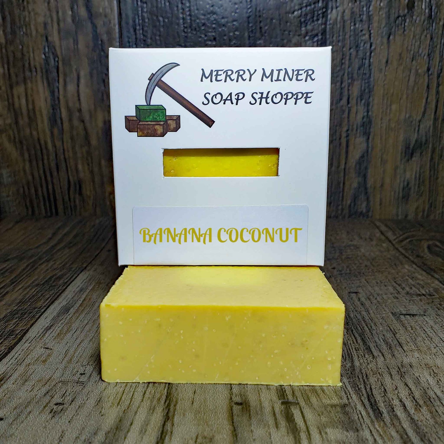 natural bar soap scented as banana coconut scrub