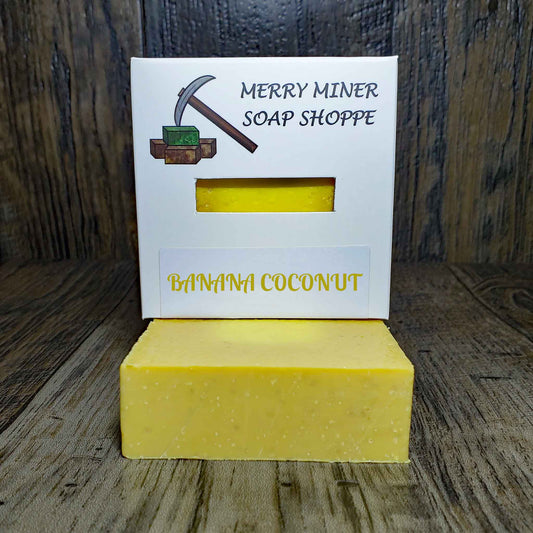 natural bar soap scented as banana coconut scrub