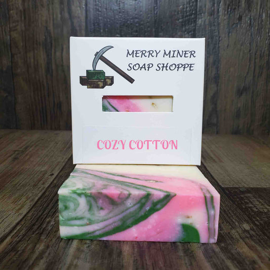 natural bar soap scented as cozy cotton