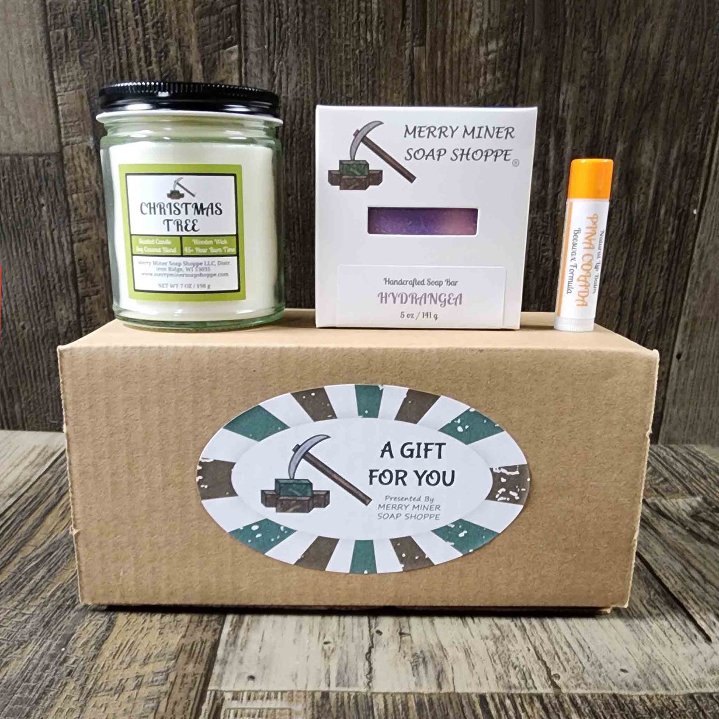 customizable gift set bar soap crackling candle lip balm