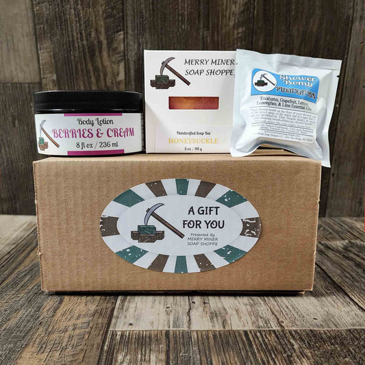 customizable gift set bar soap body lotion shower bomb