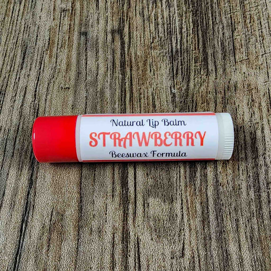 natural lip balm scented as strawberry