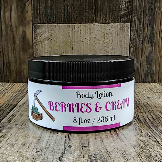 natural body lotion scented as berries & cream