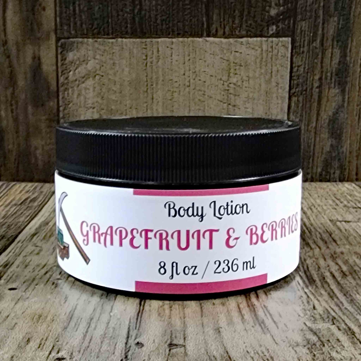 natural body lotion scented as grapefruit & berries
