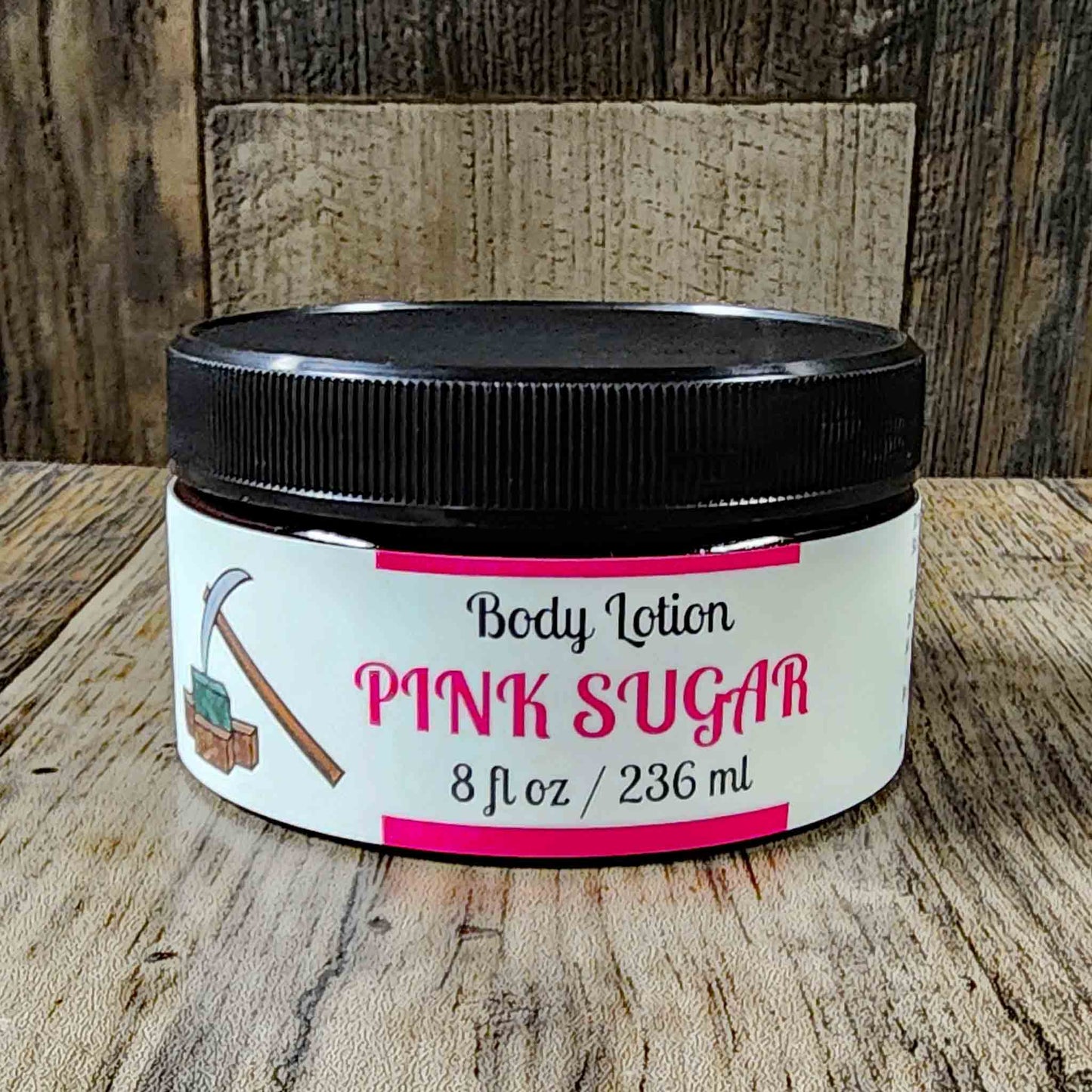 natural body lotion scented as pink sugar