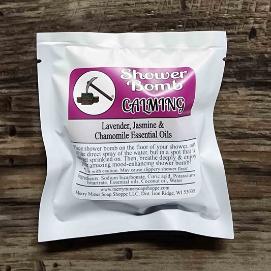 shower bomb scented as calming lavender jasmine
