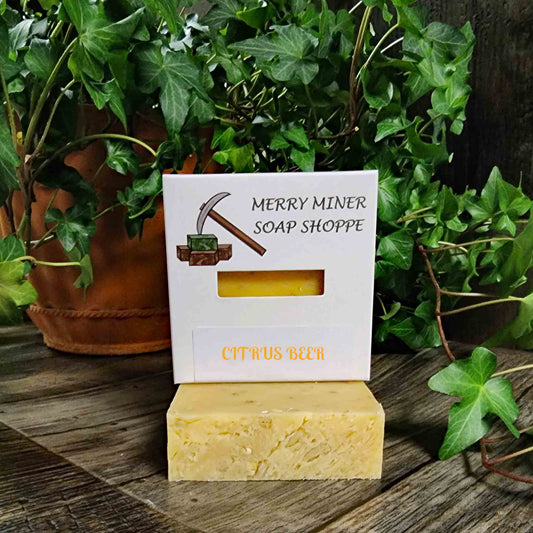 all natural bar soap scented as citrus beer