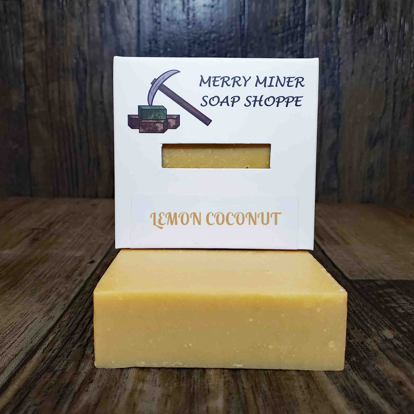 natural bar soap scented as lemon coconut