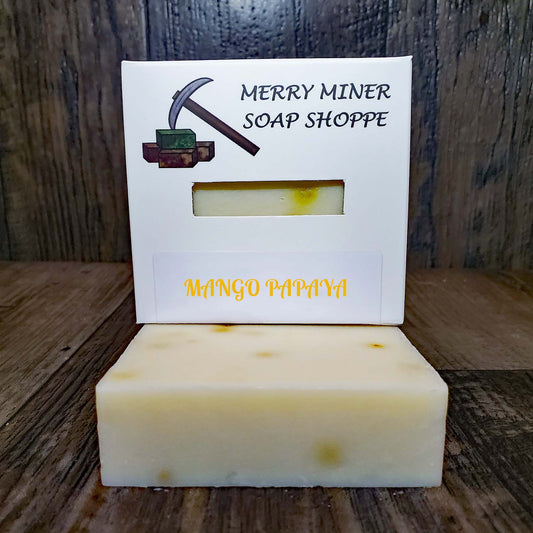 natural bar soap scented as mango papaya