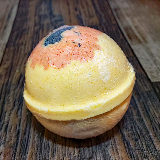 natural bath bomb scented as pumpkin spice