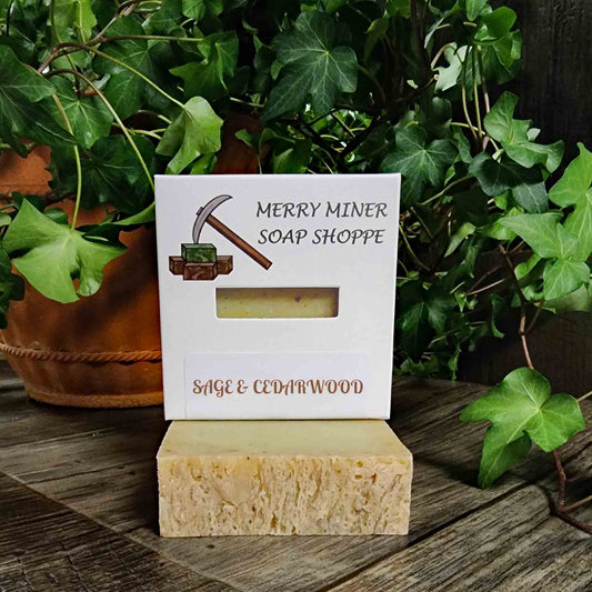 all natural bar soap scented as sage & cedarwood