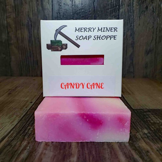 natural bar soap scented as candy cane