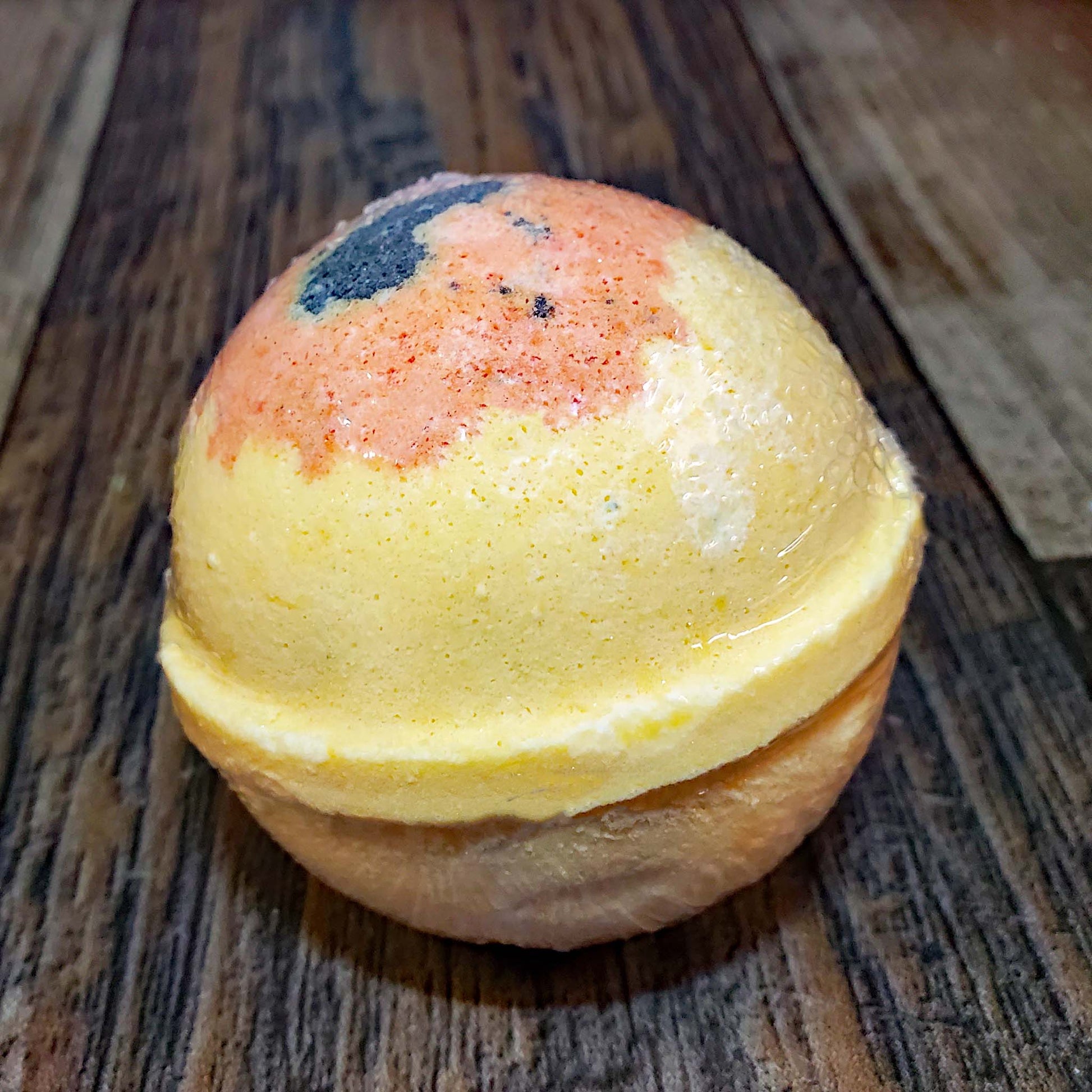 natural bath bomb scented as pumpkin spice