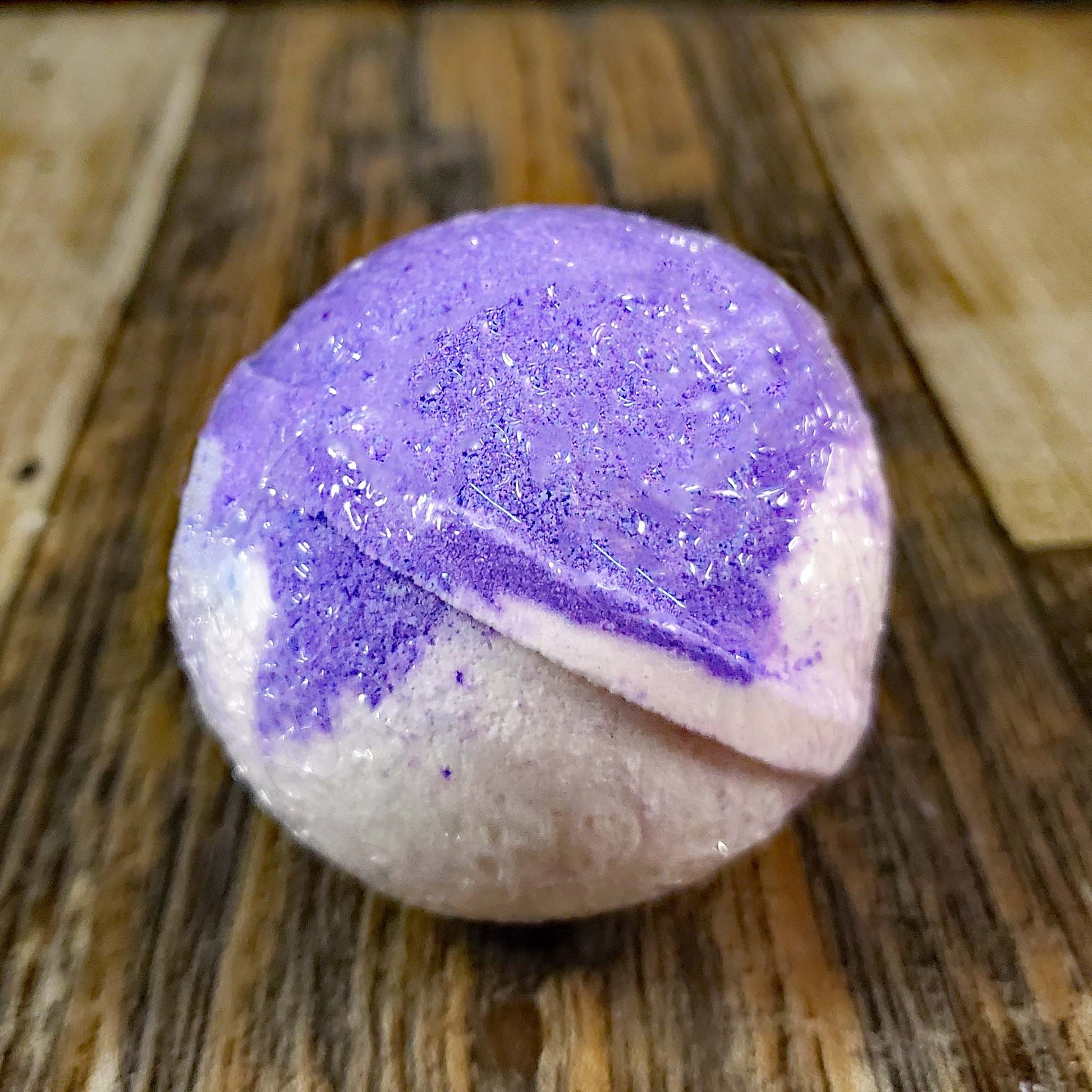 natural bath bomb scented as grape soda