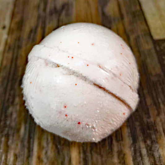 natural bath bomb scented as candy cane