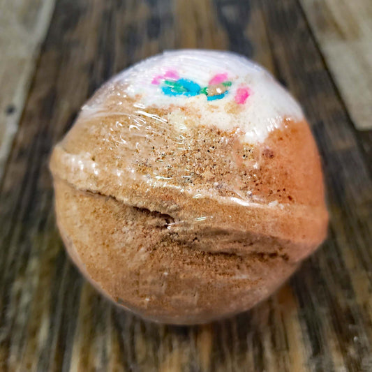 natural bath bomb scented as root beer